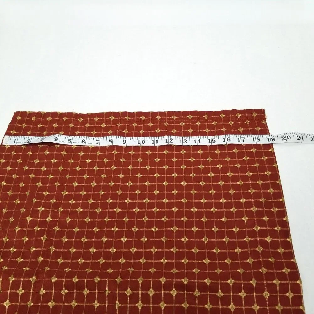 Set of 2 Veratex Rust Gold Embroidered Window Valance Lined Rod Pocket Geometric